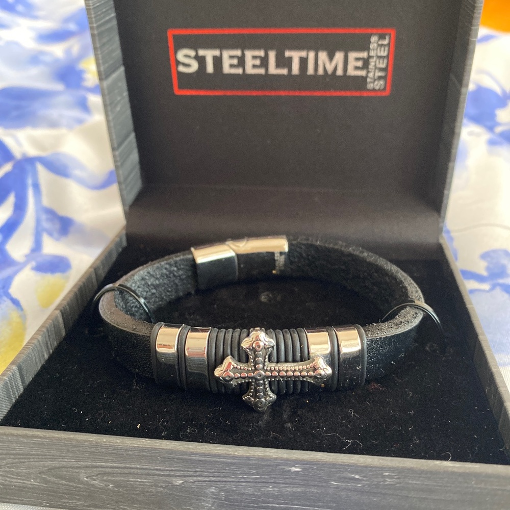 Men Steel Cross Bracelet